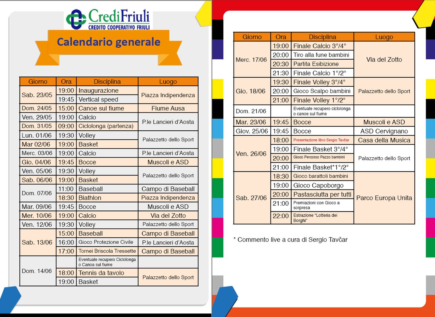 Calendario torneo borghi 2015